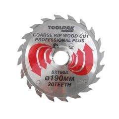 Toolpak Professional Plus TCT Circular Saw Blade, 190mm x 30mm, 20 Teeth