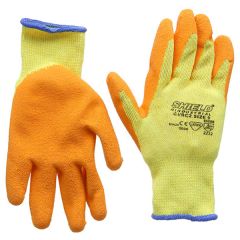 Safety Gloves, Polycotton Latex Coated Knitted Gloves, 1 Pair Size 9 Large