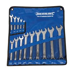 Silverline Combination Spanner Set, 14 Piece - Imperial 1/4" - 1-1/4"
