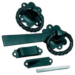 Twisted Ring Gate Latch, Black 150mm