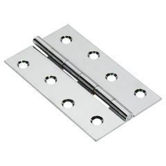 Solid Drawn Brass Butt Hinges, Chrome Plated, 75 x 40mm (2 Pack)