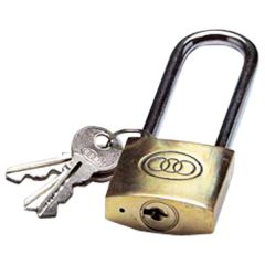 Long Shackle Tri-Circle Padlock with 3 Keys, Solid Brass 38mm