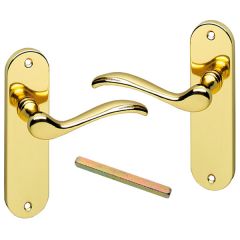 Urfic 130-55-01 LA Geneva Lever Latch on Backplate, Polished Brass 150mm