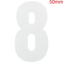 White Self Adhesive Vinyl Numeral, 50mm Number 8