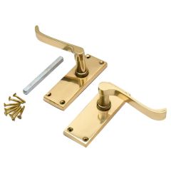 Victorian Style Lever Latch Scroll Door Handles, Pair Solid Brass, 105 x 35mm