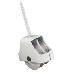 Double Washing Line Screw-In Pulley Cord Wheel, White