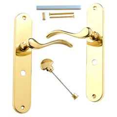 Urfic 14-130-95-01 WC Geneva Bathroom Lever on Backplate, Polished Brass 220mm