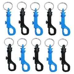 Coloured Plastic Hipster Key Rings (5 Each Black & Blue)