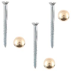 Mirror Screws, Zinc Plated 38mm, Brass Domes (4 Pack)