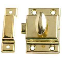 Cupboard Turn Catch, Brassed with Screws - Catch Dimensions 55 x 40mm - Keep Dimensions 55 x 15mm
