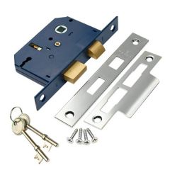 3-Lever Sashlock, 75mm with Nickel Plated Strike Plate and 2 Keys