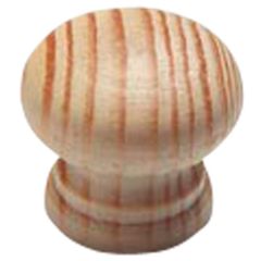 Unlacquered Pine Door Knobs, Drilled for Woodscrew/ Dowel Screw 50mm (5 Pack)