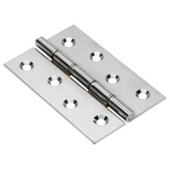 Solid Drawn Brass DSW Butt Hinges, Chrome Plated, 100 x 68mm (2 Pack)