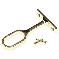Wardrobe Bracket Centre Support for Oval Rod, Brassed