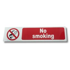 Peelable No Smoking Sign on Red Background, 200 x 50mm