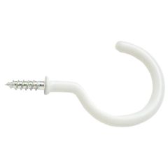 Cup Hooks, White Plastic Coated 19mm (10 Pack)