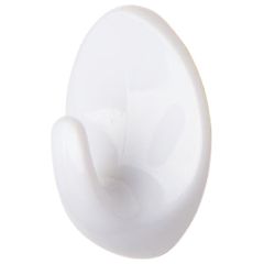 Self Adhesive Oval Hooks, Large White (6 Pack)