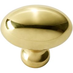 Oval Cupboard Door Knob, Brassed 32mm