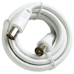 Plug to Plug Coaxial TV/ VCR Aerial Connector Cable, White 4 Metres