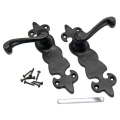 Fleur-de-Lys Style Lever Latch Set, Pair Black Antique, 200 x 55mm