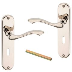 Urfic 640-465-04 LK Kensington Lever Lock on Backplate, Polished Nickel 185mm