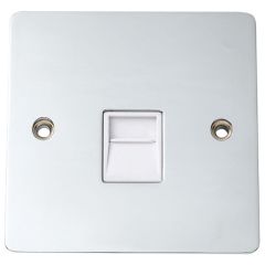 Telephone Slave Socket, Flat, Stainless Steel/ White Insert