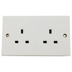2-Gang Unswitched Wall Socket, White 13 Amp