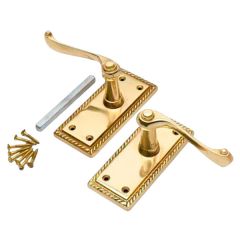 Georgian Style Latch Handle Sets, Pair Solid Brass, Backplate 109 x 45mm