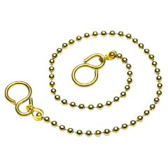 Ball Type Basin Chain with S Hook, Polished Brass 300mm