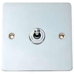 1-Gang 2-Way Toggle Type Light Switch, Flat Chromed