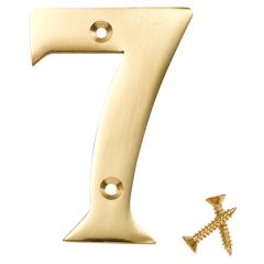 Lacquered Solid Brass Numeral, 50mm Number 7