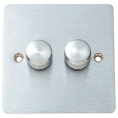 2-Gang 2-Way Dimmer Switch, 250 Watt, Flat Stainless Steel