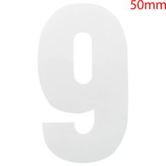 White Self Adhesive Vinyl Numeral, 50mm Number 9