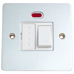 Switched Electrical Spur with Neon, 13 Amp Bright Chrome/ White Insert