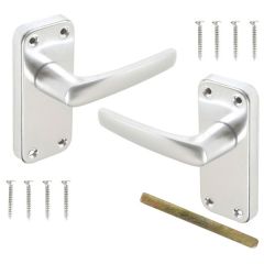 Door Latch Set, Pair Polished Bright Aluminium 100mm