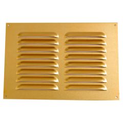 Louvered Vent Cover, Aluminium Gold Surface Mounting, Overall Dimensions: 9.5" x 6.5"