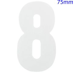 White Self Adhesive Vinyl Numeral, 75mm Number 8