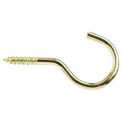 Unshouldered Cup Hooks, Brassed 25mm (10 Pack)