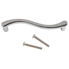 Pull Handle S Style, Bright Chrome 140mm Long with Fixings