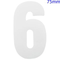 White Self Adhesive Vinyl Numeral, 75mm Number 6