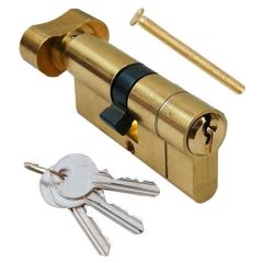 6-Pin Anti-Bump/ Anti-Snap Euro Thumb-Turn Cylinder Lock, 35-35mm (70mm Polished Brass)