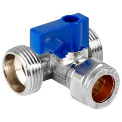 Dual Appliance Valve for Two Appliances, Chrome Plated 15mm