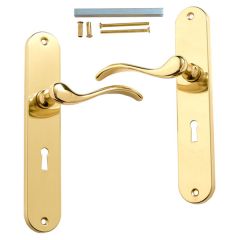 Urfic 130-95-01 LK Geneva Lever Lock on Backplate, Polished Brass 220mm