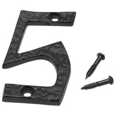Black Antique Numeral, 75mm Number 5