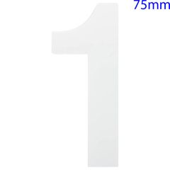 White Self Adhesive Vinyl Numeral, 75mm Number 1