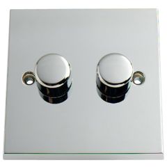 2-Gang 1-Way Dimmer Switch, 250 Watt, Chrome Plated