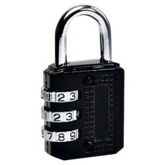 Combination Padlock with Resettable 3-Digit, Black 35mm