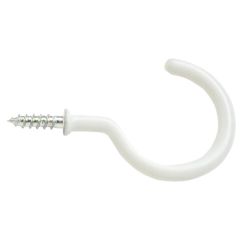 Cup Hooks, White Plastic Coated 25mm (10 Pack)