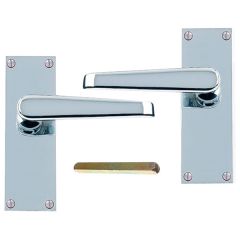 Victorian Style Latch Handle Set, Pair Chromed 113mm
