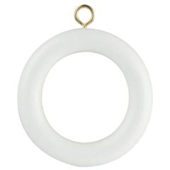 Screw Eye Curtain Pole Rings, White Wood, Inner Dimension 40mm (To Fit Poles up to 35mm Diameter) (6 Pack)